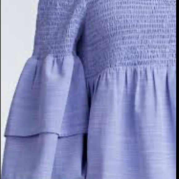 HONEY PUNCH SMOCKED OFF-THE-SHOULDER BELL SLEEVE TOP IN BLUE Size:Small - Picture 4 of 8